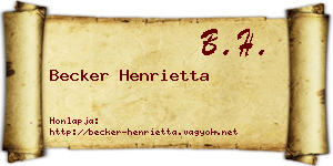 Becker Henrietta névjegykártya